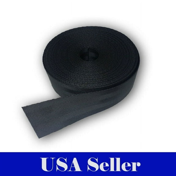 MTP 2" x 10 Yards Seat-Belt Black Polyester Webbing Strap Repair 3 Panel 2500 lbs Heavy Duty Backpack