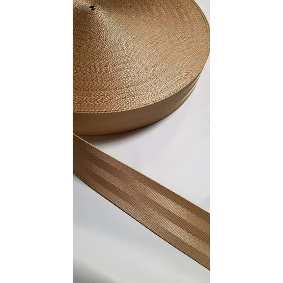 MTP 2" x 10 Yards Seat-Belt Tan Polyester Webbing Strap Repair 5 Panel 2500 lbs Heavy Duty Backpack