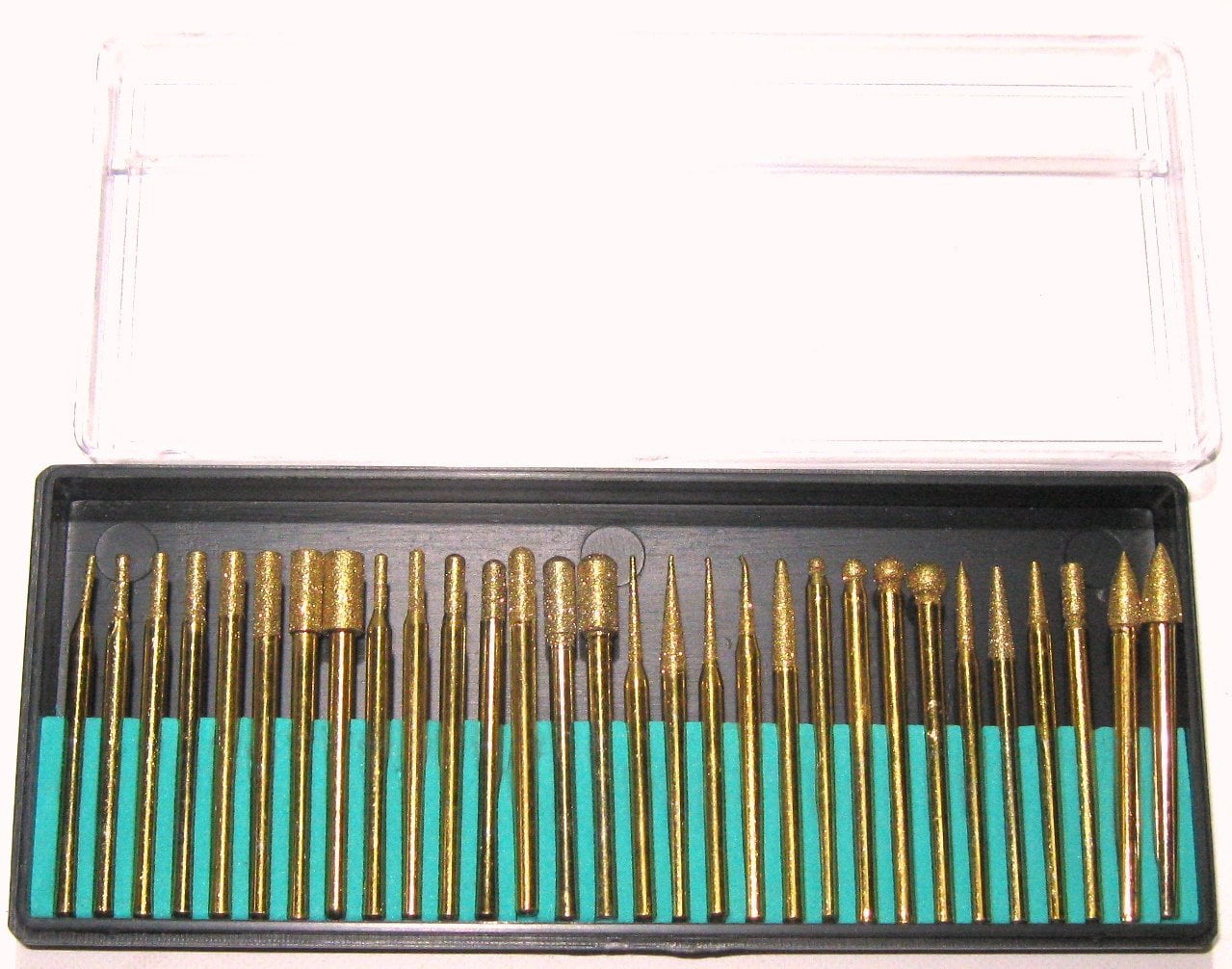 MTP 30 Piece Set of Titanium Coated Diamond Burrs Grits 120 150