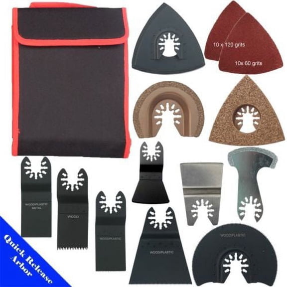 MTP ? 31 Pcs Blades / Sanding Kits with Carry Bag Standard Quick Release Universal Fit Multi Tool Oscillating Multitool Saw Blade for Craftsman Rockwell Hyperlock Porter Cable Black & Deckerwalt