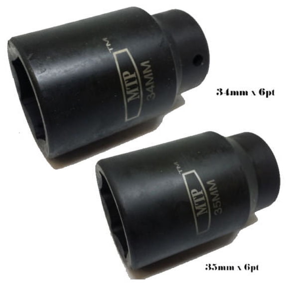 MTP (34mm + 35MM) Combo 1/2" Drive, Deep Air Impact Socket CrV Heated Treated 6 Point Metric