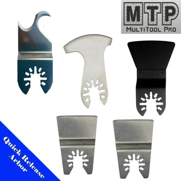 MTP  5 Scraper Multi-Knife Quick Release Arbor Universal Fit Multi Tool Oscillating Multitool Saw Blade for Craftsman Rockwell Hyperlock Porter Cable Black & Decker Dewalt Fein Bosch