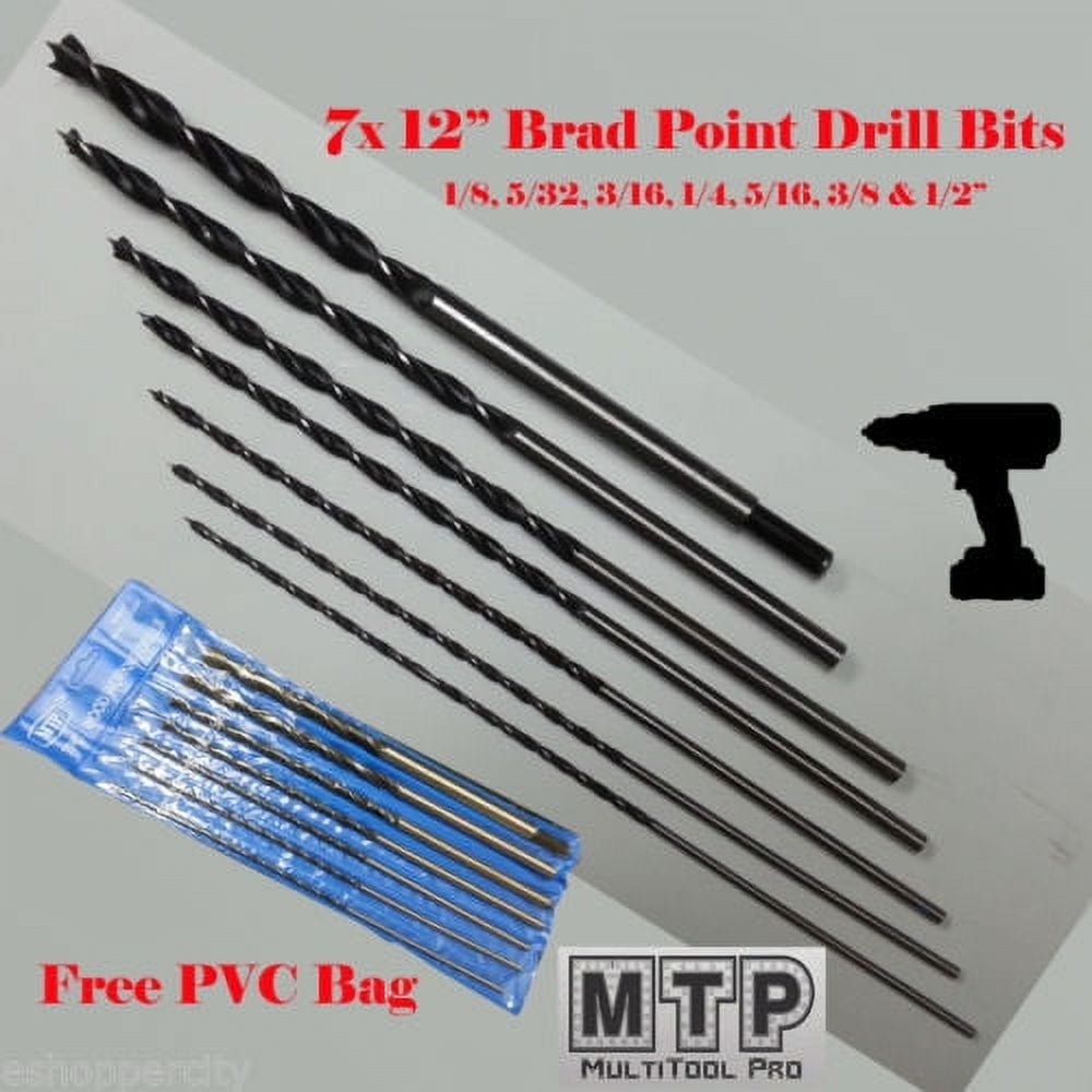 MTP ® 7X 12" Extra Long Brad Point Drill Bit 1/8 5/32 1/4 5/16 3/8 1/2