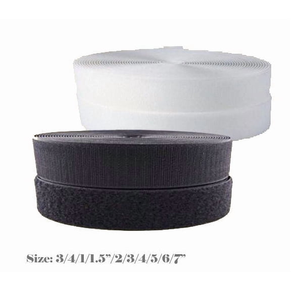MTP Black / White Sew On Style  Hook and  Loop Fastener Interlock Strap 3/4" 1" 1.5" 2" 3" 4" 5" 6" 7" Inch Fastener (Sold By 2/5/10/27 Yards) Premium Grade
