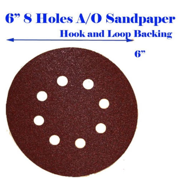 MTP Brand MTP 6" 8 Hole (pack of 30) Grit Sandpaper Sand Disc Paper Random Orbit Hook and Loop Velcro Sander Sanding paper Sheet for Dewalt, Bosch Makita