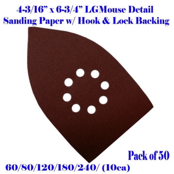 MTP Brand MTP Tm 50X  (60/80//120/180/240 grits) Large Mouse Detail Sander Sandpaper Hook & Loop Sandstorm Mega Black and Decker Sandstorm, Cyclone 4-3/16x6-3/4