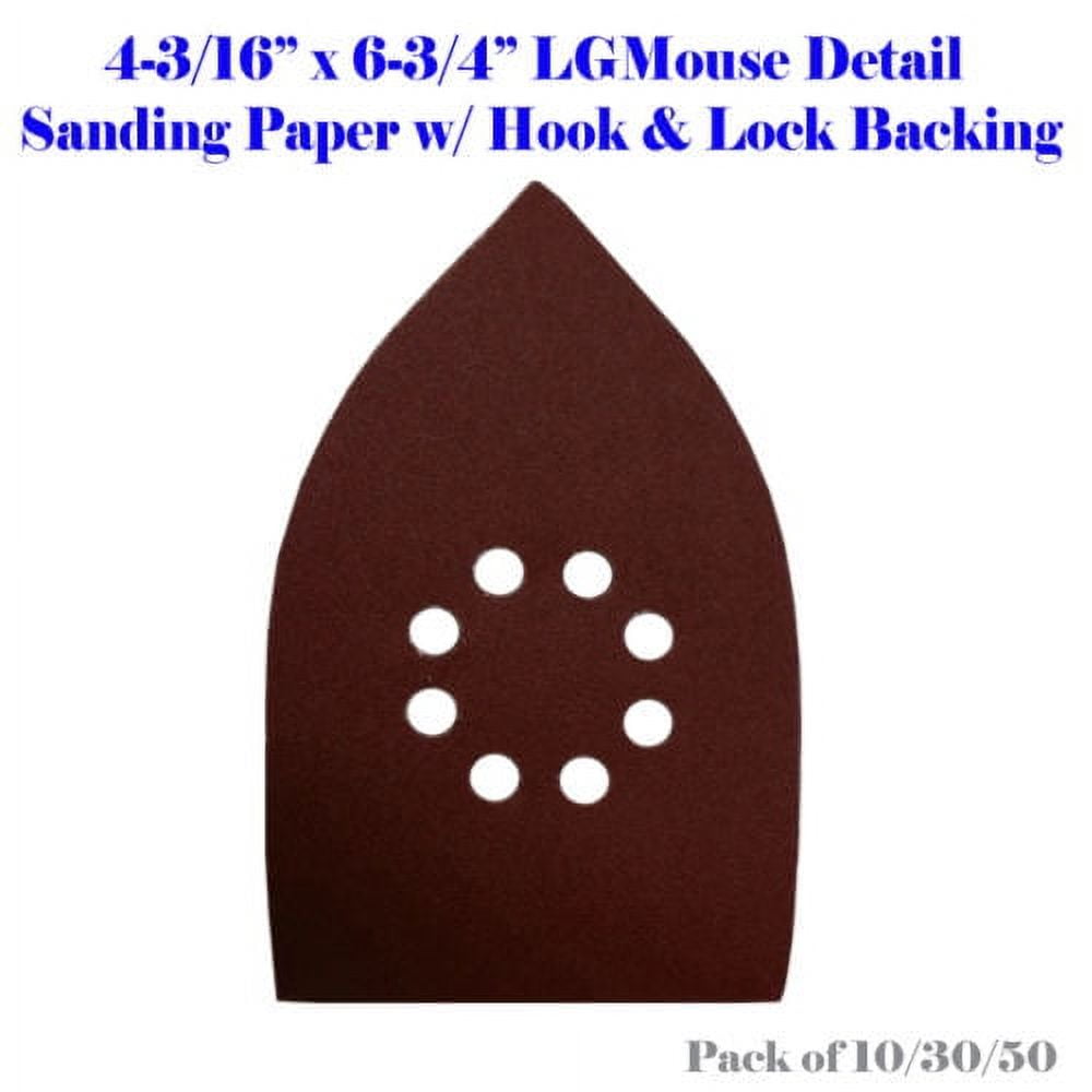 MTP Brand MTP Tm Pack of 10/30/50 Large Mouse Detail Sander Sandpaper Hook  & Loop Sandstorm Mega Black and Decker Sandstorm, Cyclone 4-3/16x6-3/4