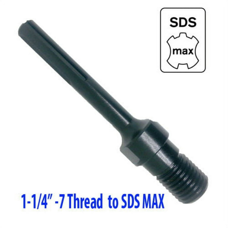 MTP ® Core Bit Adapter 1-1/4 - 7 UNC Thread Male to SDS MAX SDS-MAX Power  Diamond Coring Bit For Masonry Power Hammer Drill Black Finish Concrete