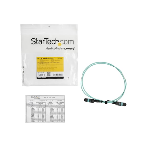 StarTech 3.28ft Fiber Optic Network Cable MTP/MPO Female Network - Aqua