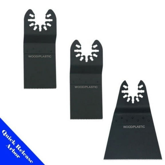 MTP ? Pack 3x Assorted Quick Release Universal Fit Multi Tool Oscillating Multitool Saw Blade for Craftsman Rockwell Hyperlock Porter Cable Black & Decker  Ridgid Ryobi Bosch Tool Free System