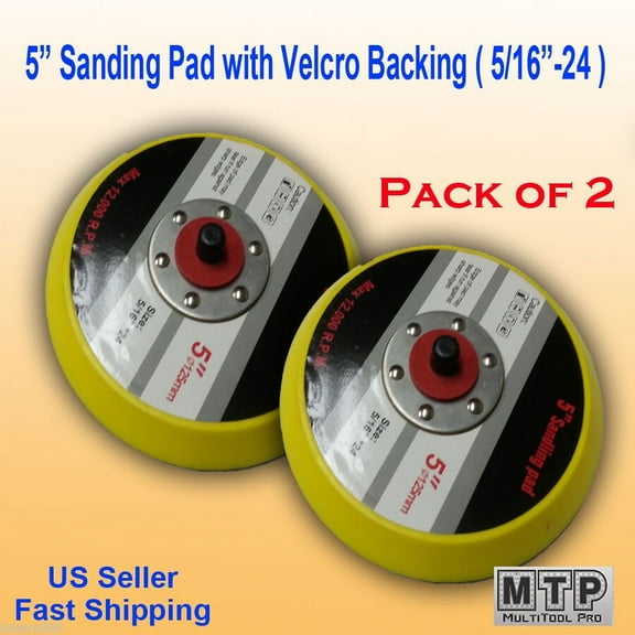 MTP ® Pack of 2 5" 125mm Hook and Lopp Backing Face Sanding Pad 5"X 5/15" 24 TPI Thread DA Sander Grinder Polishing