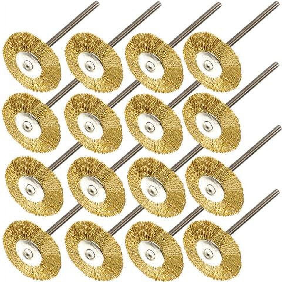 MTP ® Pack of 60  Rotary Brass Wheel Brush Dremel  443 442 428 8220-2/28 395 4000 1/8" Shank Clean Polish Tool Jewelry Stone Hobby
