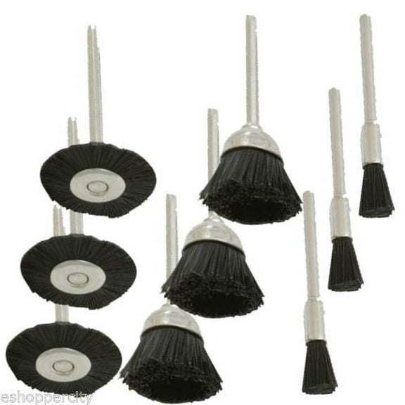 MTP Pack of 9 Rotary Nylon Wire Brush Wheel Dremel 3000 4000 1/8" Shank Hobby Clean Polish Felt  Polish Tool Jewelry Stone Hobby