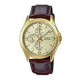 thumbnail image 1 of MTP-V301GL-9A Men's Standard Gold Tone Leather Band Multifunction Watch, 1 of 2