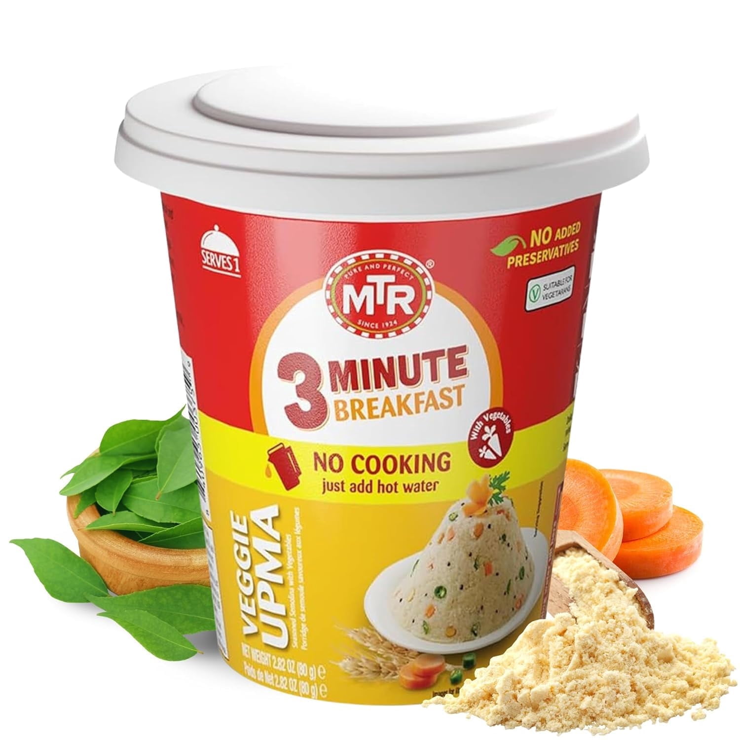 MTR 3 Minute Veggie Poha (80g, Pack of 2) – Instant Indian Snack, No Preservatives, Ready in 3 Mins, Just Add Water, Perfect Vegetarian On-the-Go Cup