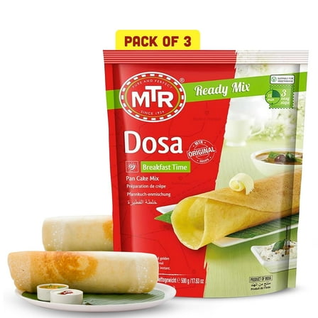 MTR Instant Dosa Mix - Ready to Cook Authentic Indian Breakfast, Lunch, Dinner or Snack Meal - No Added Preservatives - A Quick & Easy Recipe Suitable for Vegetarians - (500g, Pack of 3)