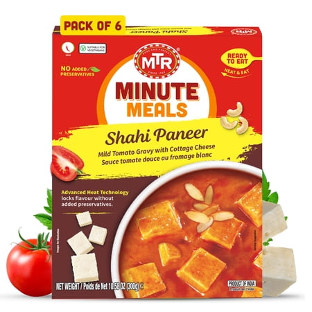 MTR Shahi Paneer - Mild Tomato Gravy with Cottage Cheese - Authentic Indian Flavors - Flavorful, Easy, Ready-to-Eat Meal - Experience the Richness of Paneer in a Hearty Tomato Curry (300g, Pack of 6)