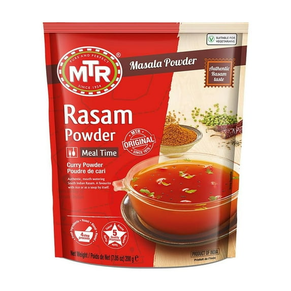 MTR Rasam Powder – Authentic Indian Blend of Coriander, Red Chilli, Cumin, Fenugreek & Asafoetida – Mouth-Watering, Perfect for Rich, Flavorful Rasam – (200g, Pack of 1)
