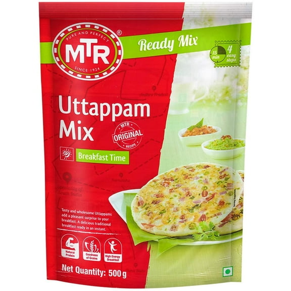 MTR Instant Uttappam Mix - Ready to Cook Authentic Indian Breakfast, Lunch, Dinner or Snack Meal - No Added Preservatives - A Quick & Easy Recipe Suitable for Vegetarians - (500g, Pack of 3)