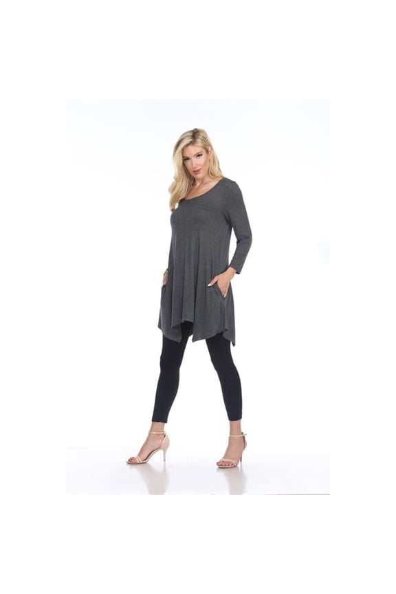 MTR1302-03-XL Maternity Kayla Tunic Top, Charcoal - Extra Large