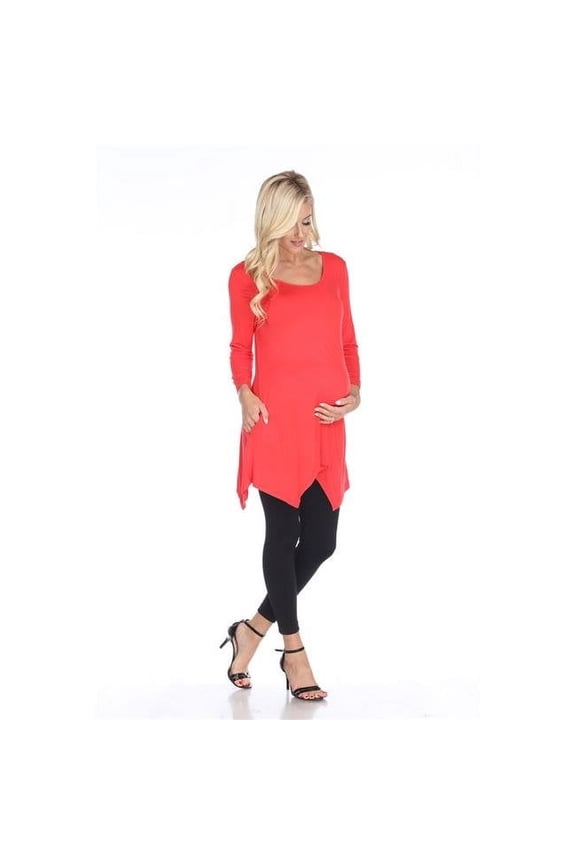 MTR1302-04-S Maternity Kayla Tunic Top, Red - Small