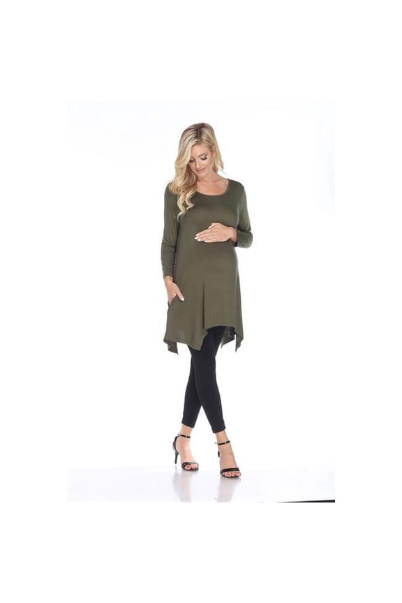 MTR1302-05-L Maternity Kayla Tunic Top, Olive - Large