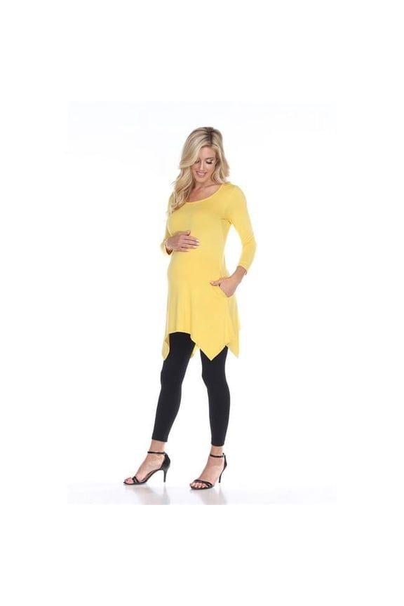 MTR1302-09-S Maternity Kayla Tunic Top, Mustard - Small