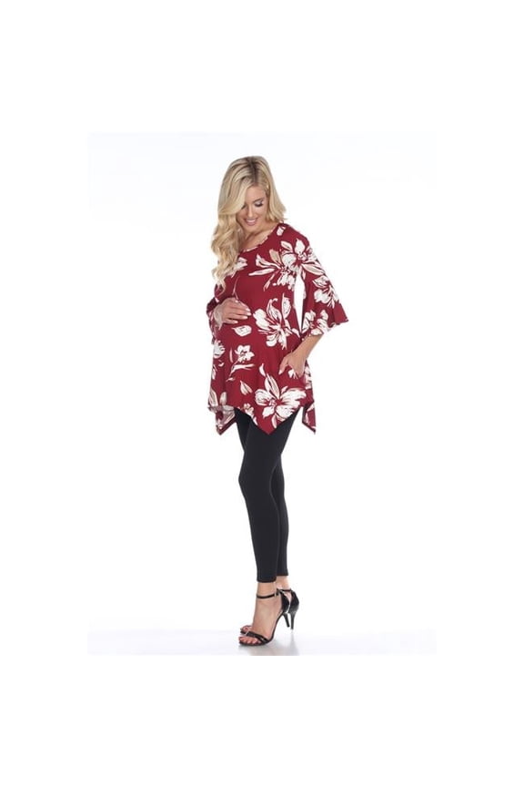 MTR1308-83-L Maternity Roche Tunic Top, Red - Large