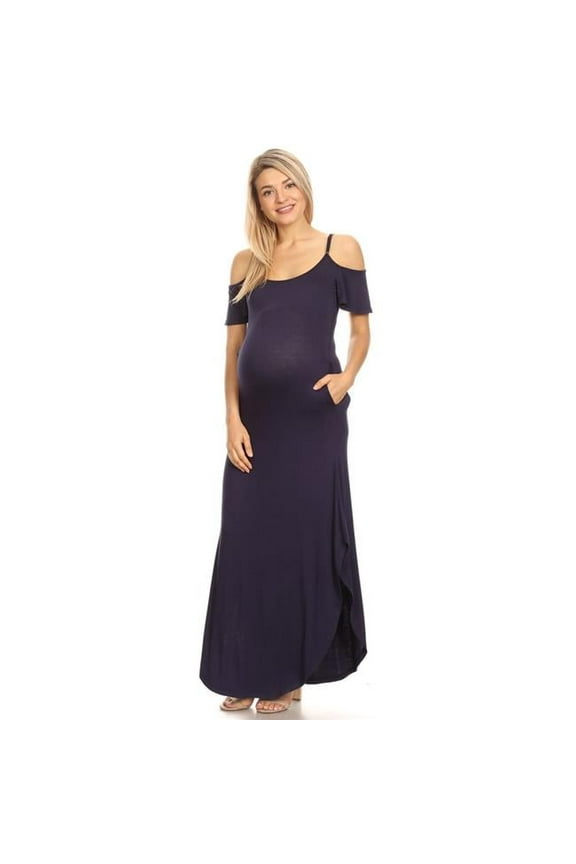 MTR3101-02-XL Maternity Reta Maxi Dress, Navy - Extra Large