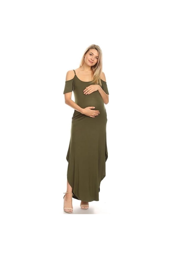 MTR3101-05-XL Maternity Reta Maxi Dress, Olive - Extra Large