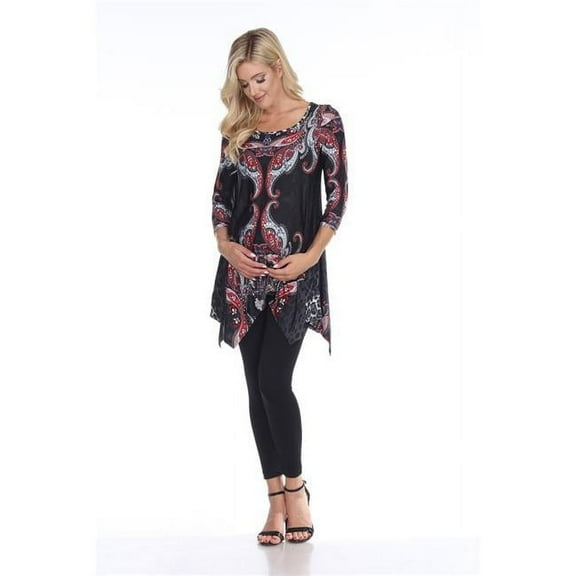MTRPS1300-02-1XL Maternity Arlene Tunic Top, Gray Multi - 1X