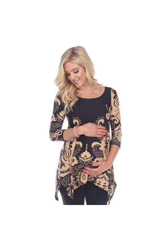 MTRPS1301-05-1XL Black & Brown Maternity Ganette Tunic 1X