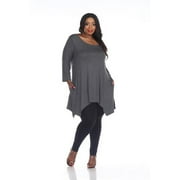AUSTIN GAVIN MTRPS1302-03-3XL Maternity Kayla Tunic Top, Charcoal - 3X