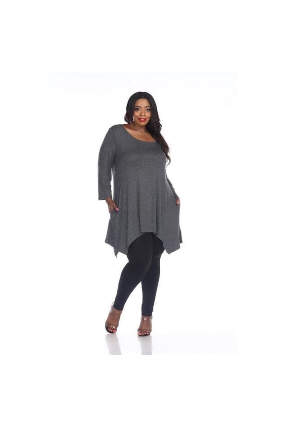 MTRPS1302-03-4XL Maternity Kayla Tunic Top, Charcoal - 4X
