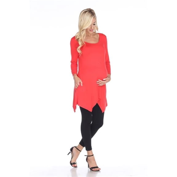 MTRPS1302-04-6XL Maternity Kayla Tunic Top, Red - 6X