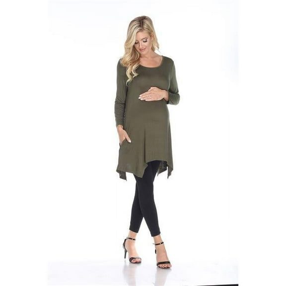 MTRPS1302-05-3XL Maternity Kayla Tunic Top, Olive - 3X