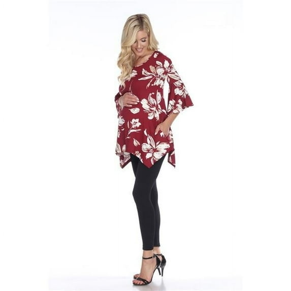 MTRPS1308-83-3XL Maternity Roche Tunic Top, Red - 3X