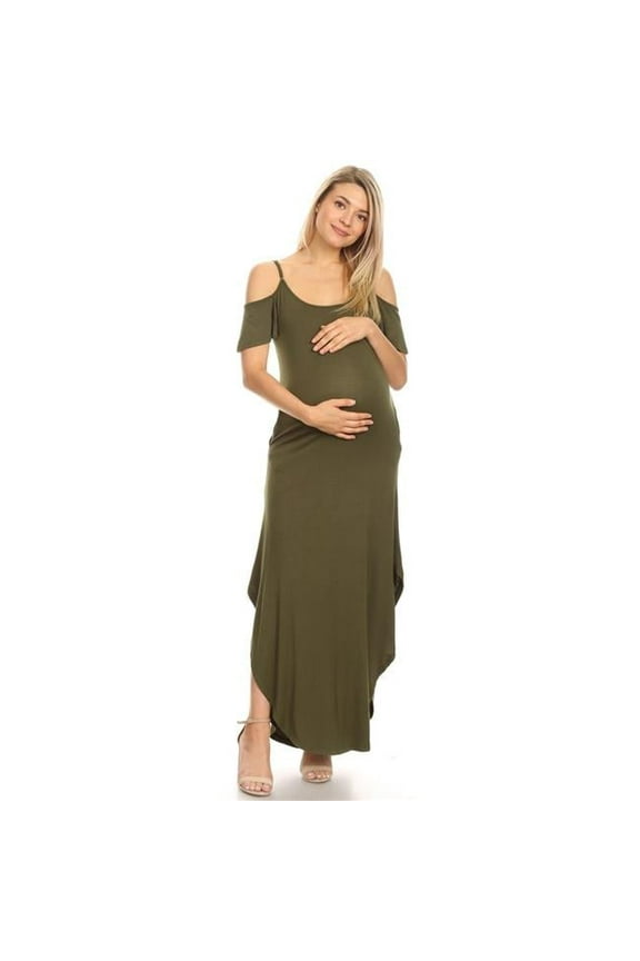 MTRPS3101-05-2XL Maternity Reta Maxi Dress, Olive - 2XL