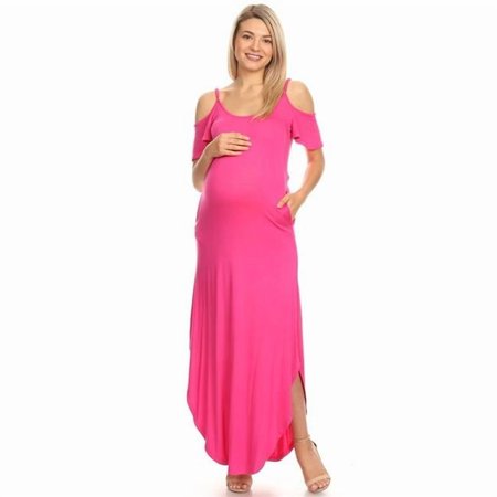 MTRPS3101-06-3XL Maternity Reta Maxi Dress, Fuchsia - 3XL