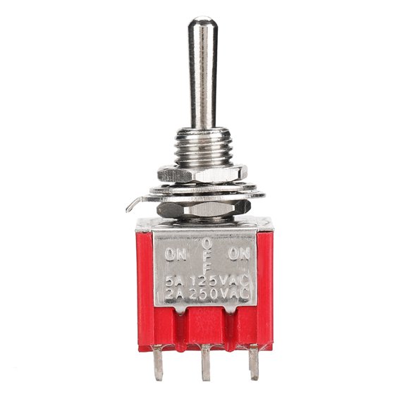 MTS-303 Mini Toggle Switch, 3PDT 9 Pin 3 Position ON-OFF-ON Heavy Duty Mechanical Valve Toggle Switch, 5 Pack