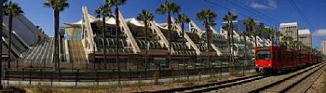 MTS commuter train moving on tracks San Diego Convention Center San Diego California USA Canvas Art - Panoramic Images (20 x 6)