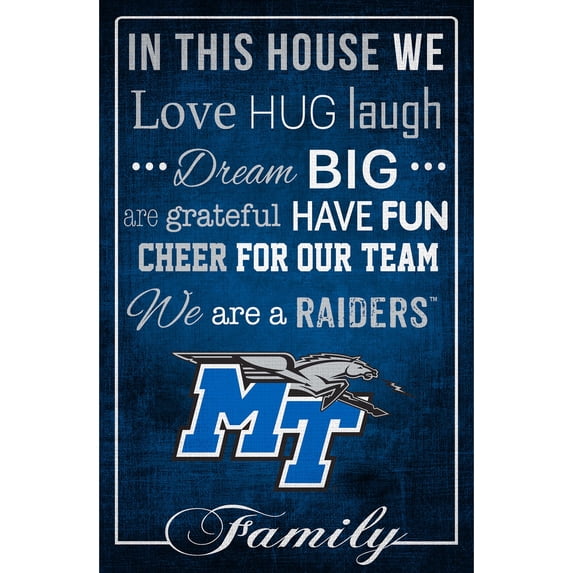 MTSU Blue Raiders 17'' x 26'' In This House Sign