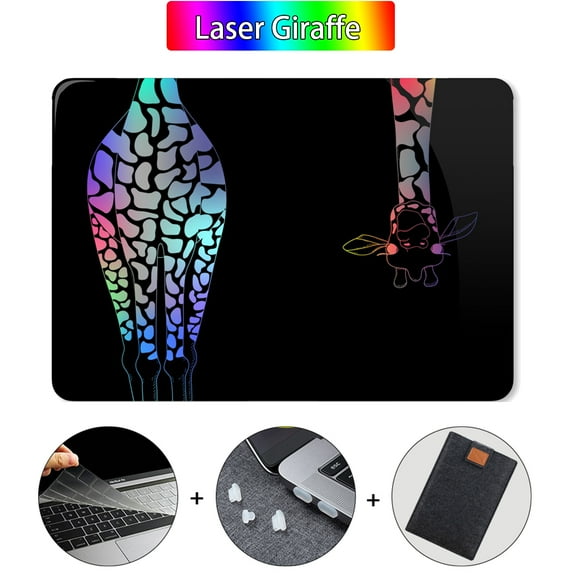 MTT 2023 Case for Macbook Pro 13 14 16 Colorful Laser Print Hard Cover for Macbook Air 13 13.6 M1 M2 Laptop Bag Keyboard Cover (MB07-Bright Black,Air M2 13.6 A2681)