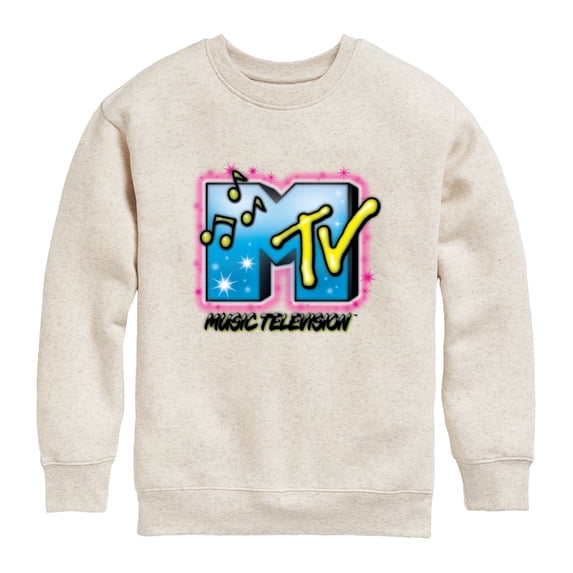 MTV - Airbrush Logo Graphic Long Sleeve Fleece Sweatshirt