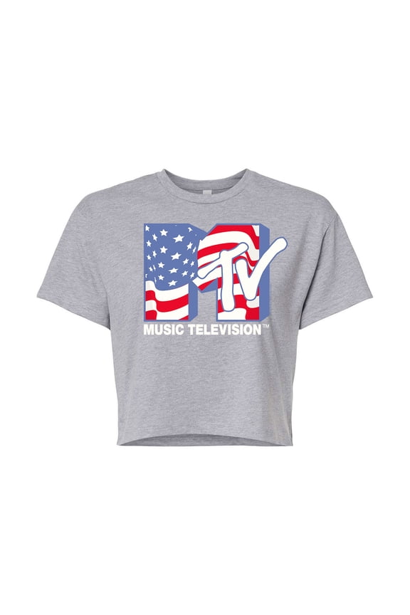 - American Flag - Juniors Cropped Tee