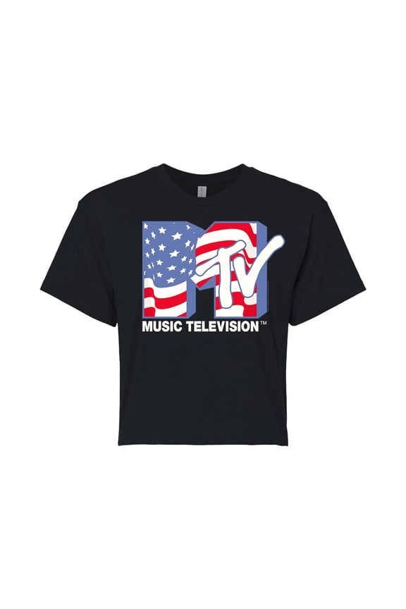 - American Flag - Juniors Cropped Tee