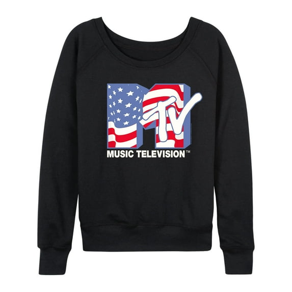 MTV - Americana Flag MTV Logo - Women's Lightweight French Terry Long Sleeve Shirt