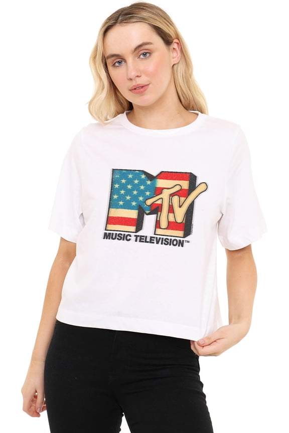 Americana Logo Women's Boxy Cropped T-Shirt Casual Graphic Tee