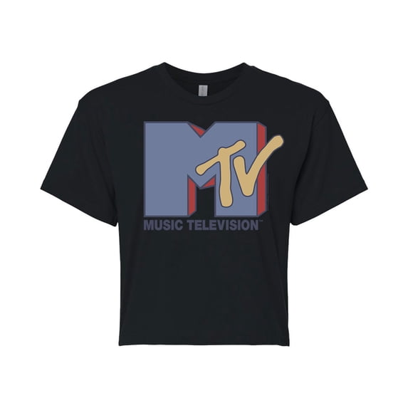 MTV - Blue Logo -Juniors Cropped Tee