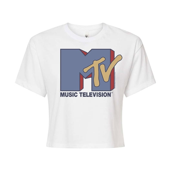 MTV - Blue Logo -Juniors Cropped Tee